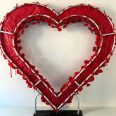 Aperturee - Aperturee Heart Shape Rose Flower Fabric Curtain Wall for Wedding